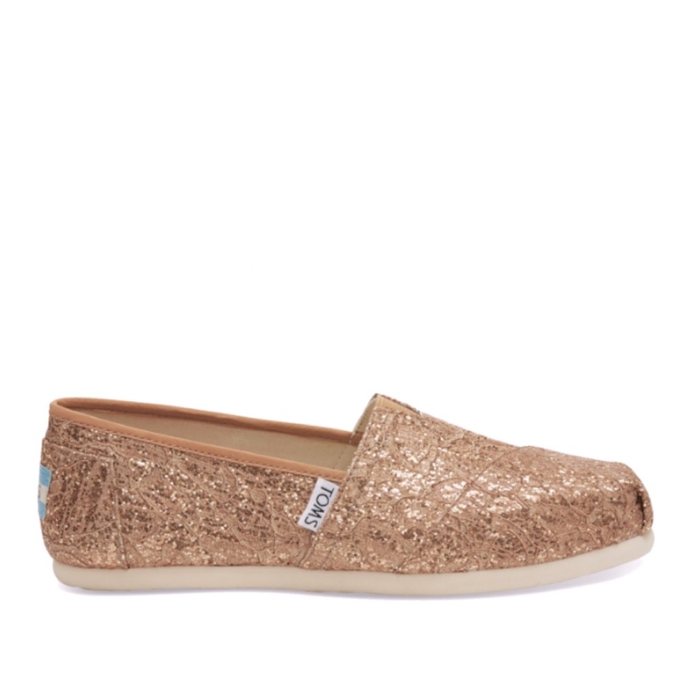 TOMS Rose Gold Lace Glitz Classic Slip-On Shoes